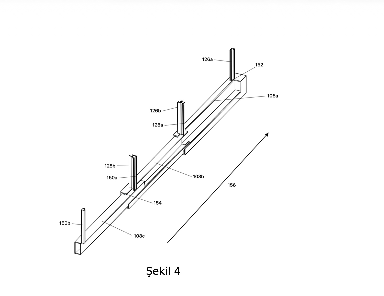Patent drawing of the telescoping floor beam