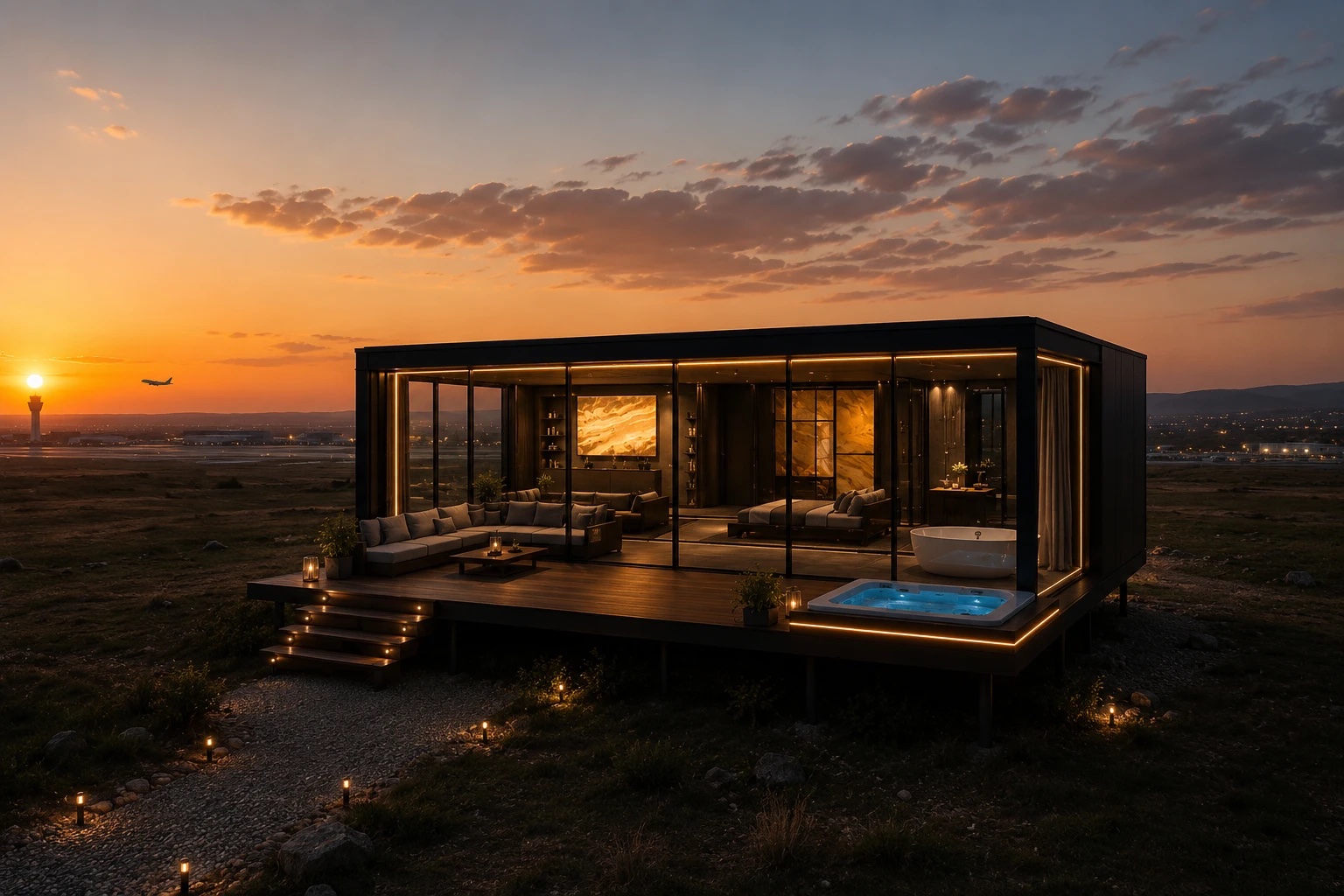 CyberVilla Mini at sunset